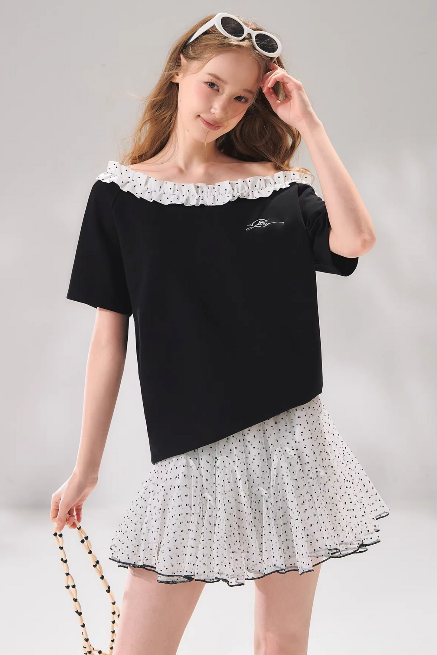 Velvet Polka Dot Skirt Set-Up