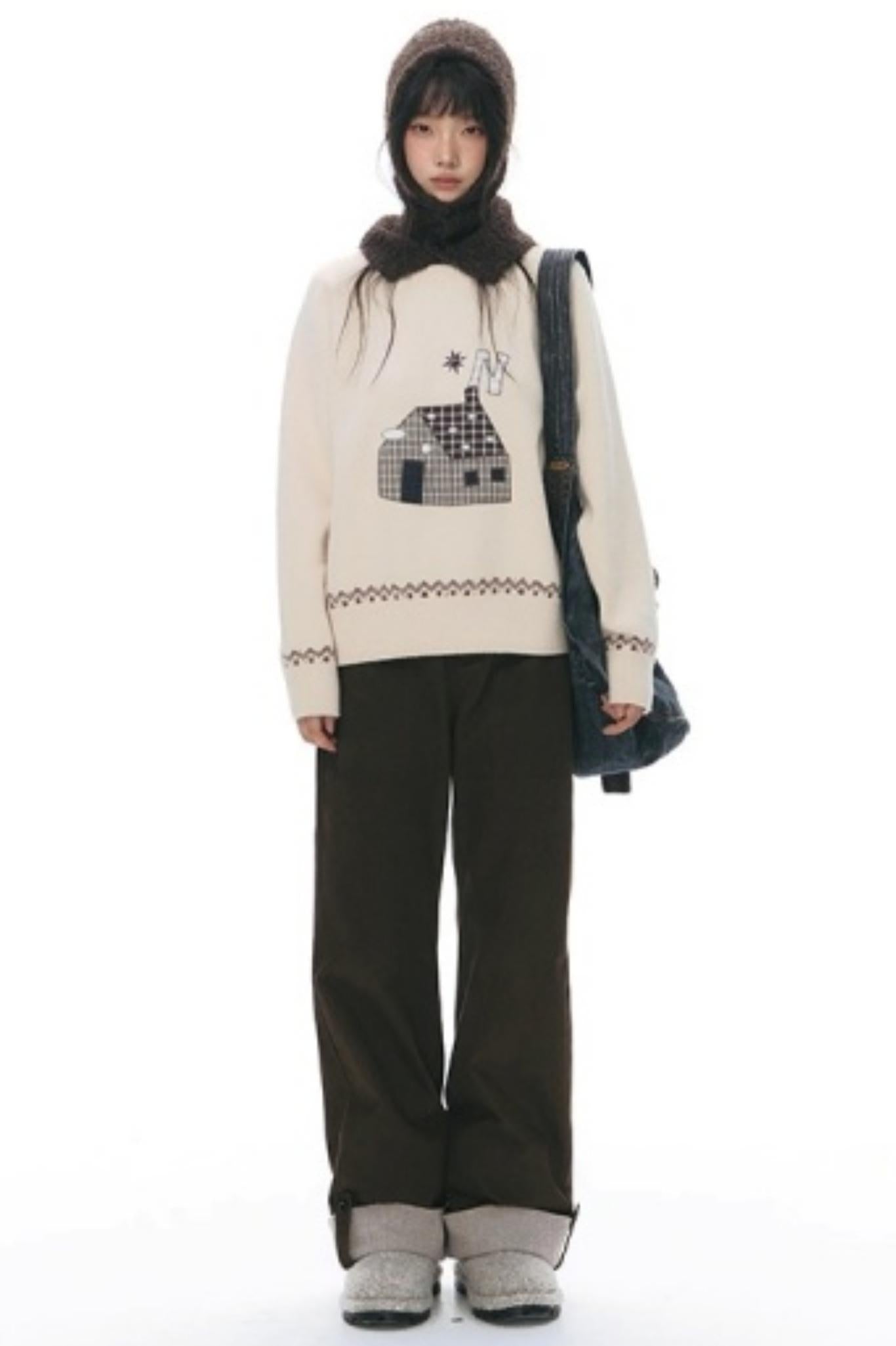 Color Block Embroidery Sweater