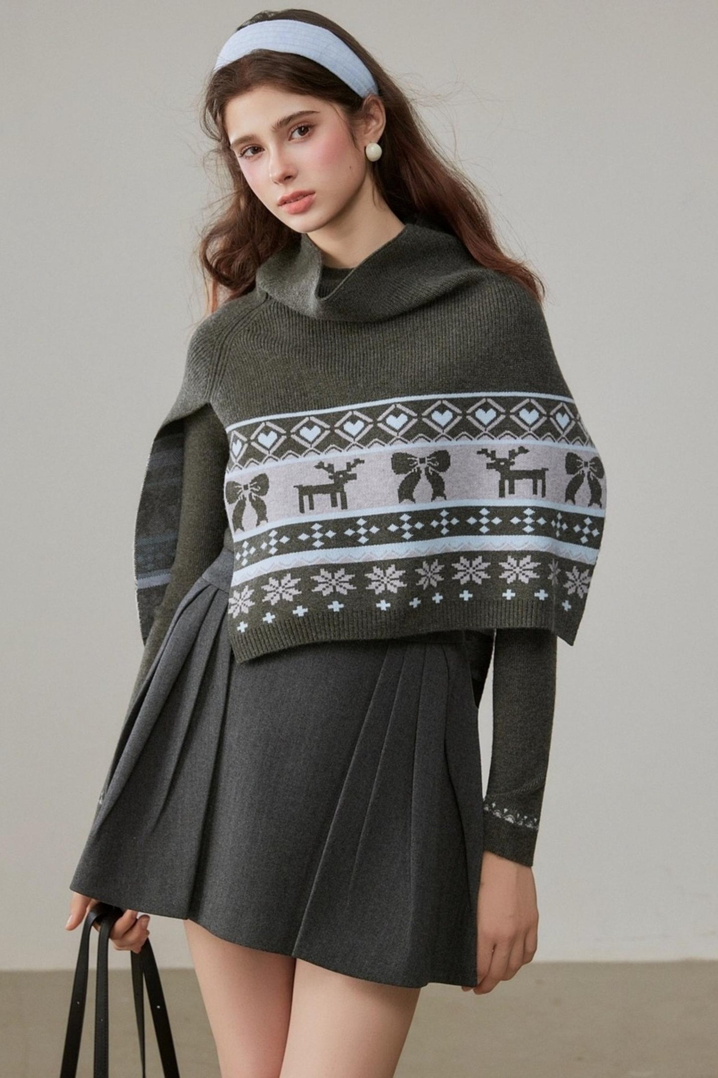 Vintage Jacquard Sweater Shawl Set-Up