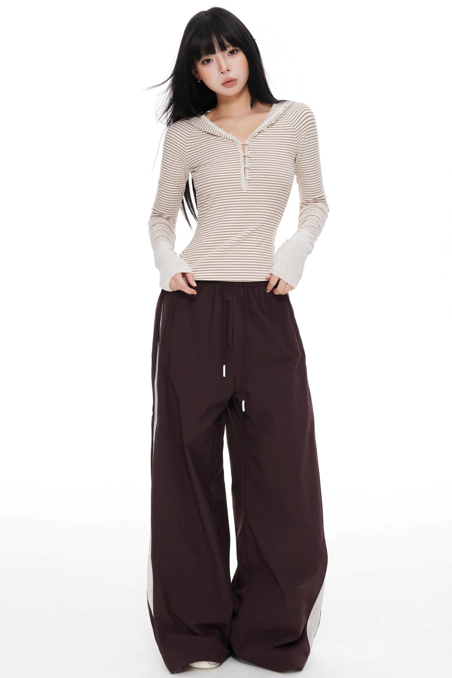 Striped Wide-leg Pants