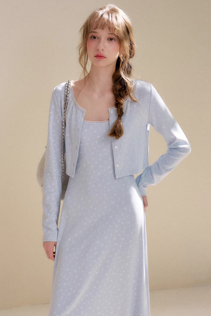 Cream Rose Lace Dress Set-Up