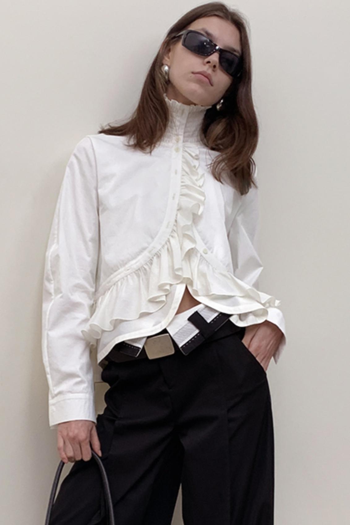 Irregular Ruffles Vintage Shirt