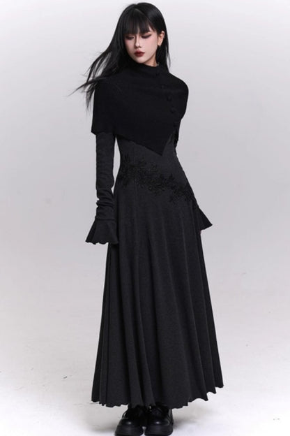 Gray Off-Shoulder Knitted Dress