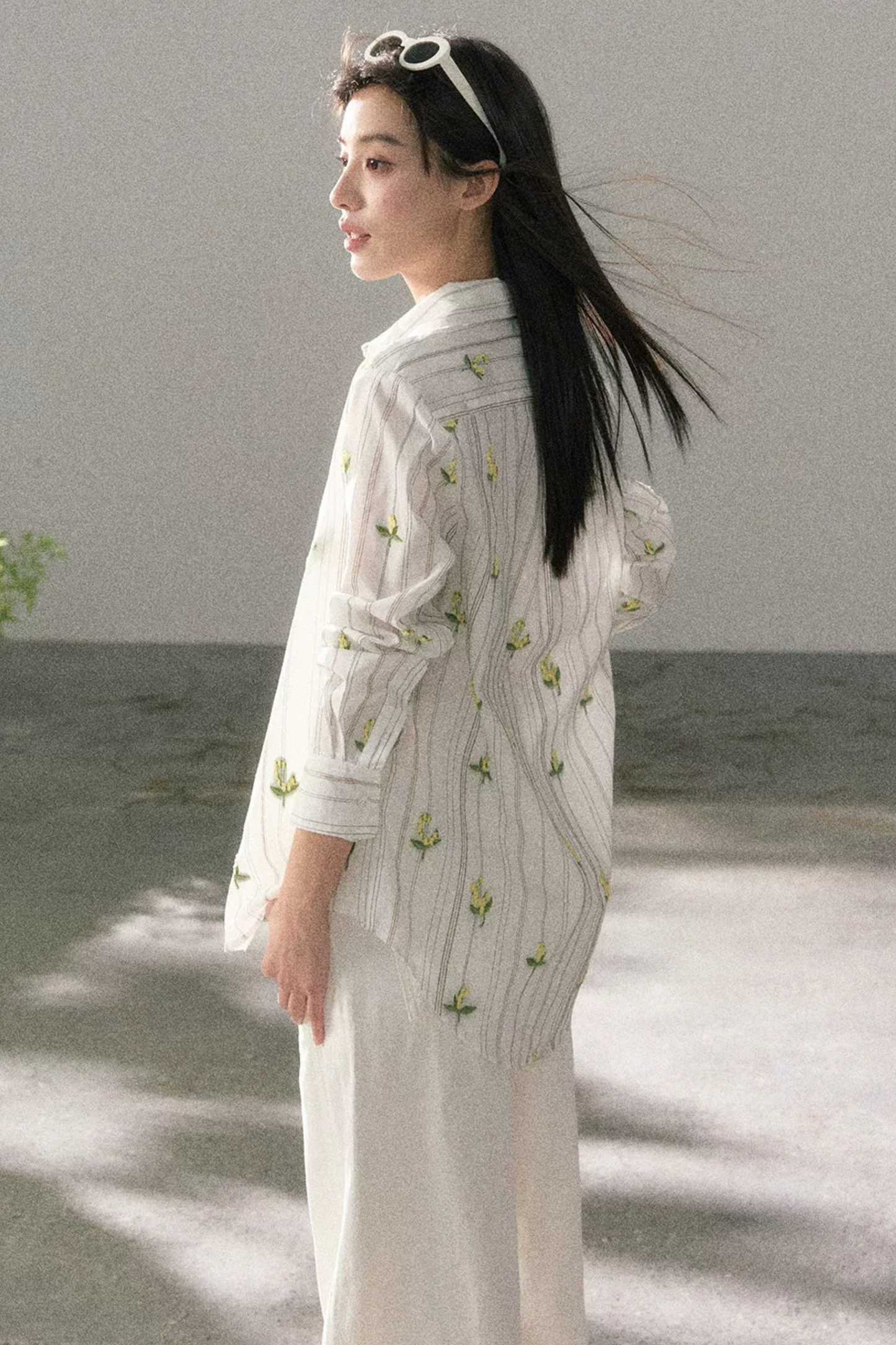 Striped Floral Sunscreen Shirt Set-Up