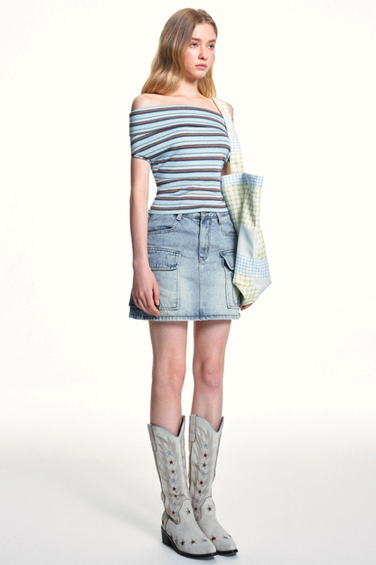 Retro Washed Slimming Denim Skirt