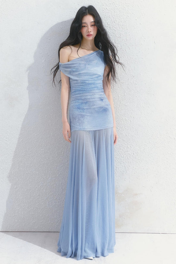 Blue Mist A-Line Dress Set-Up