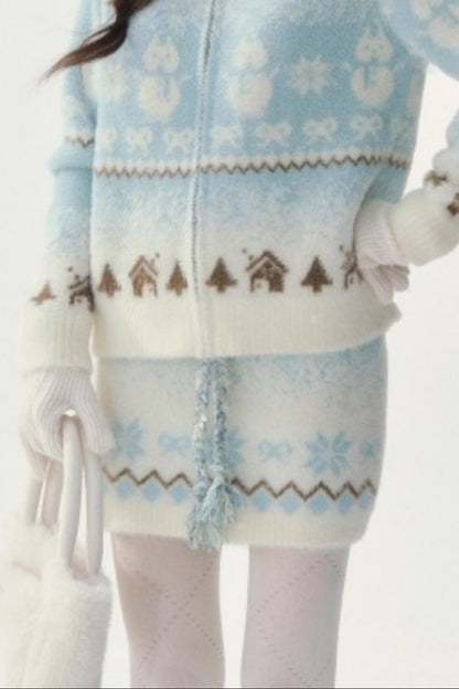 Fair Isle Mink Sweater Skirt Set-Up
