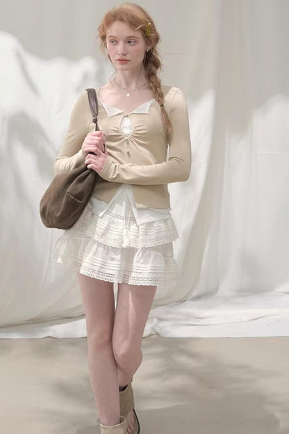 Seashell Lace Layered Top
