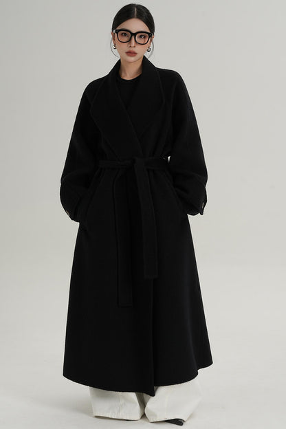 High-End Long Lapel Wool Reversible Coat