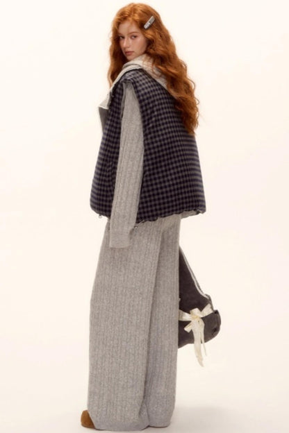 Reversible Plaid Lace Vest