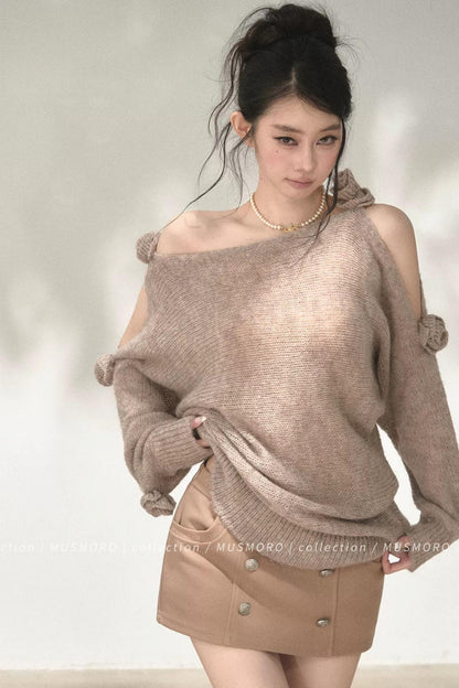 Asymmetrical Wool Mohair Knit Top