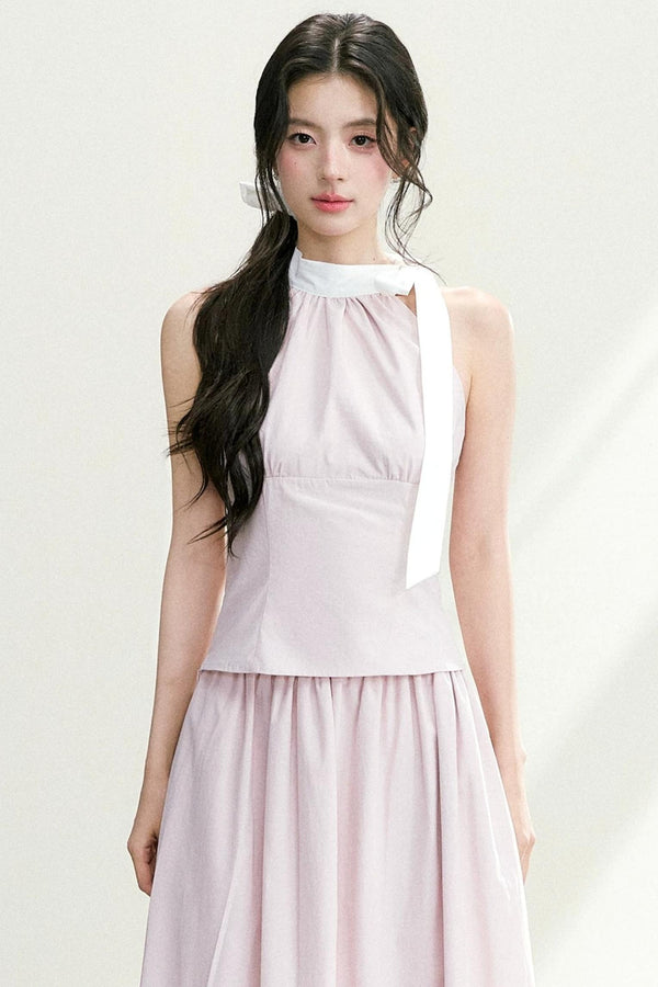 Conjunto de traje elegante con cuello halter