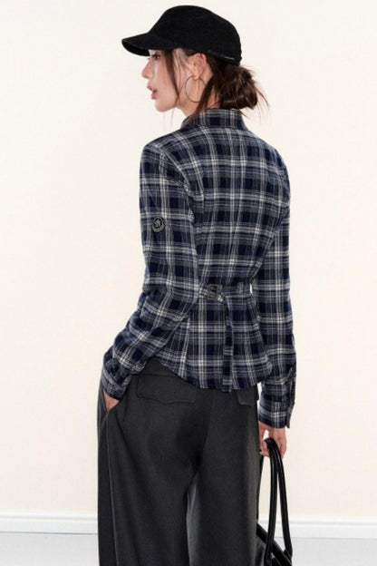 Plaid Waist-Cinching Shirt