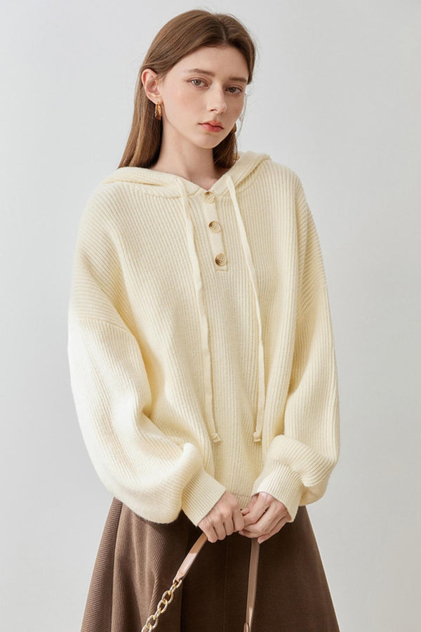 Lazy Loose Hooded Knitted Top
