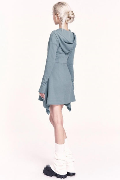 Irregular Hooded Sweatshirt Slimming Dress