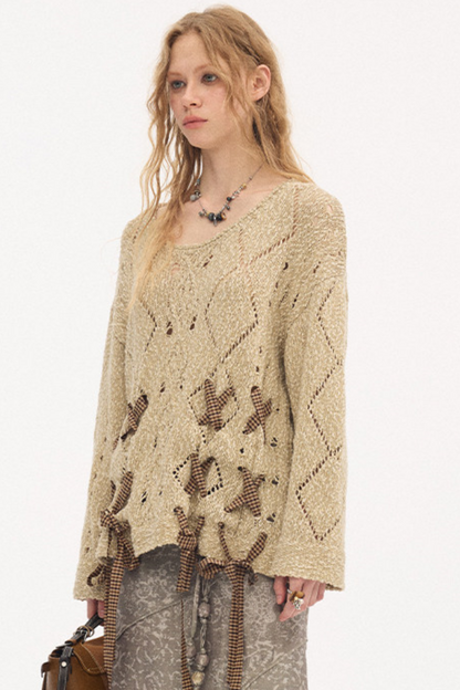 Strappy Quilted Hollow Sweater