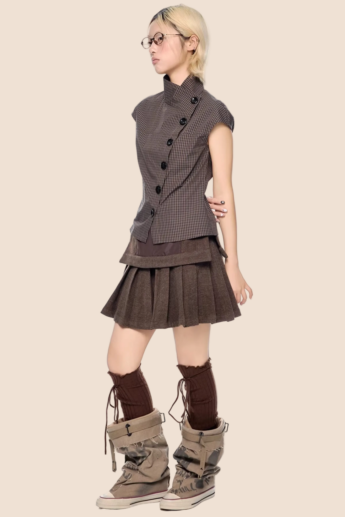 Retro kariertes Sommerbluse