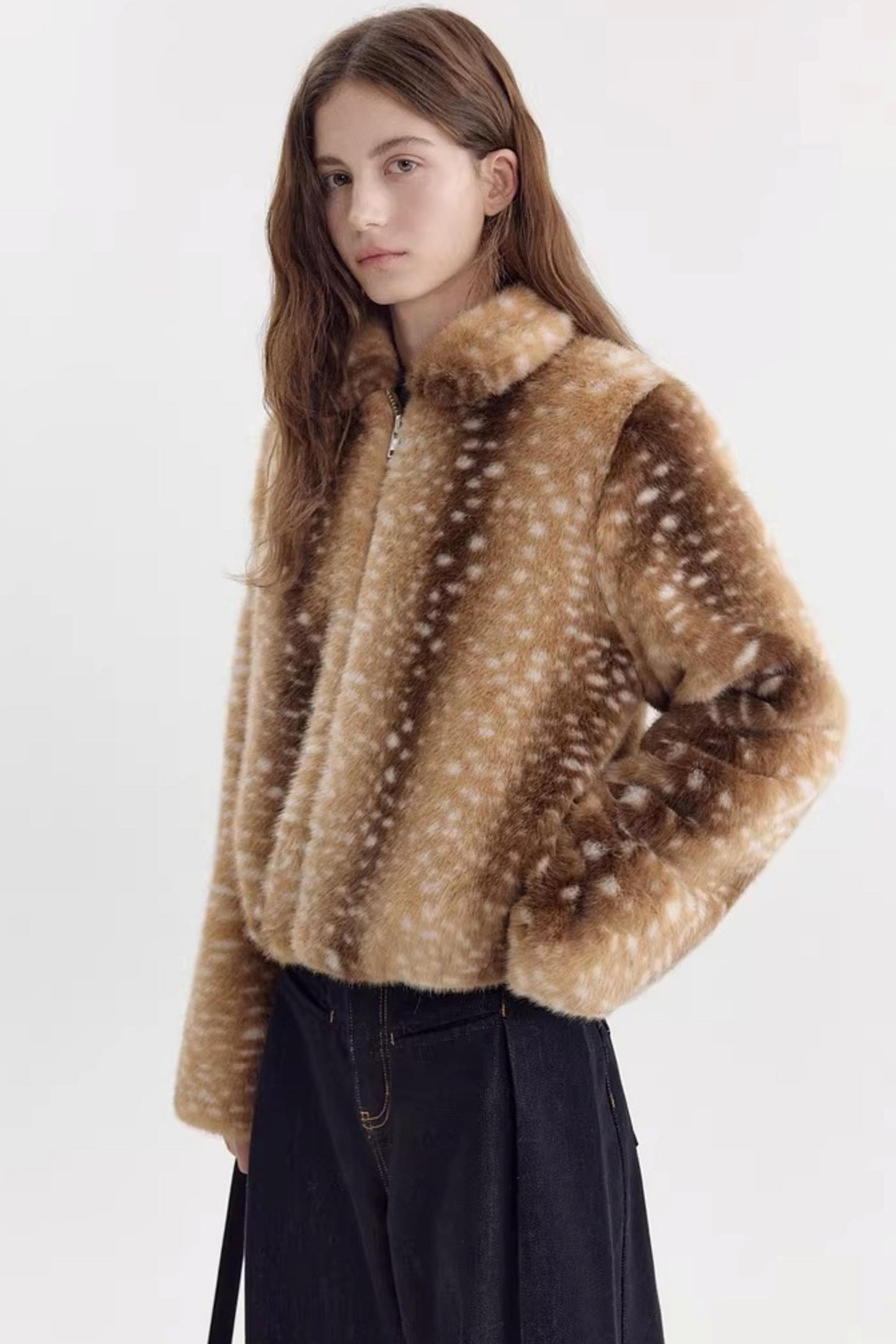 Caramel Brown Deer Pattern Coat