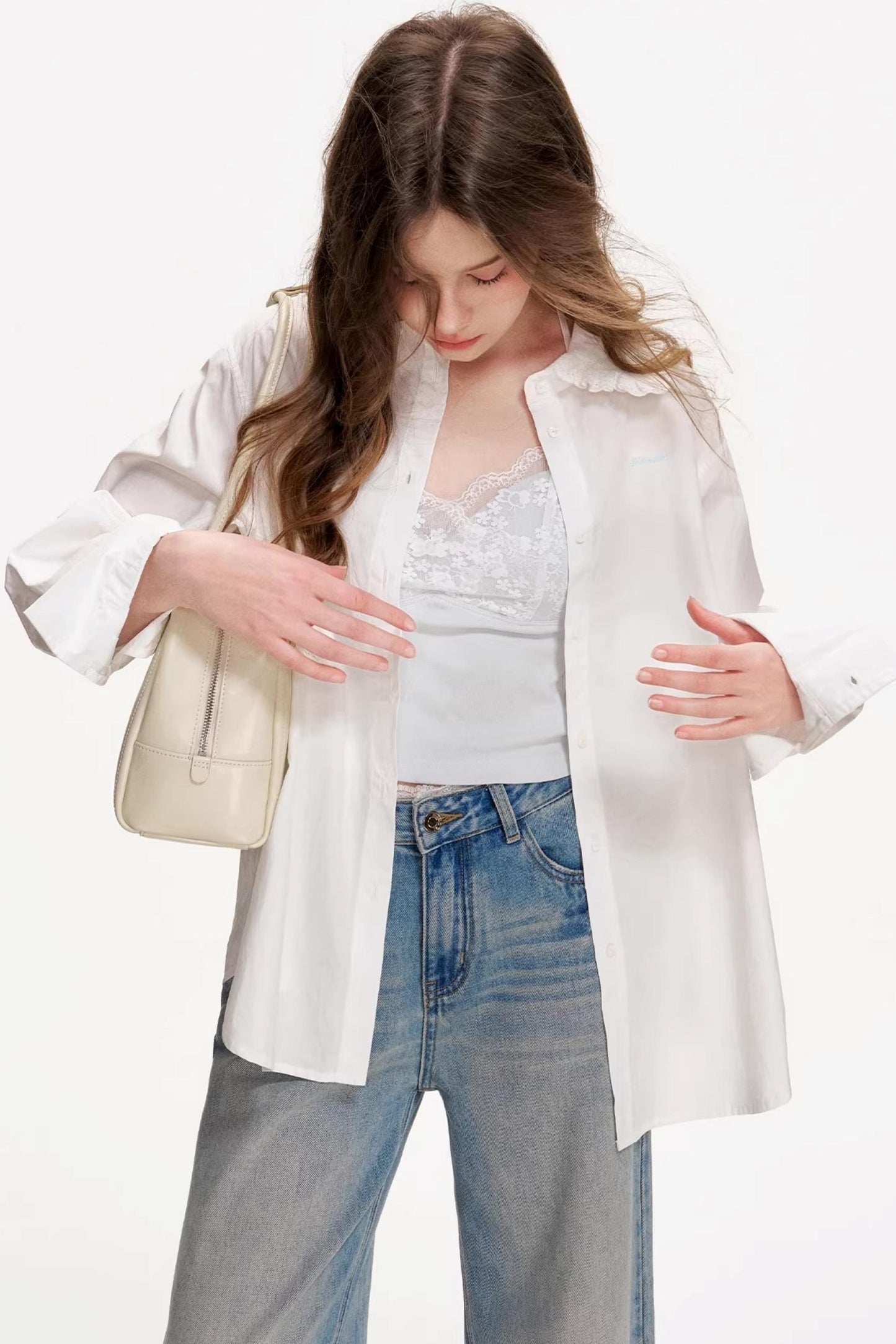 Cotton Lace Embroidered Shirt