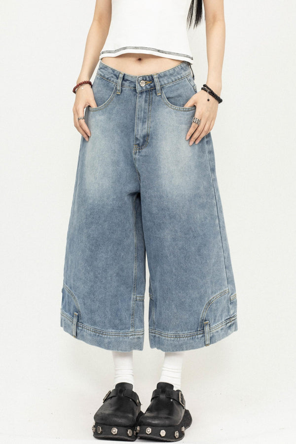Wide-Leg Denim Pants