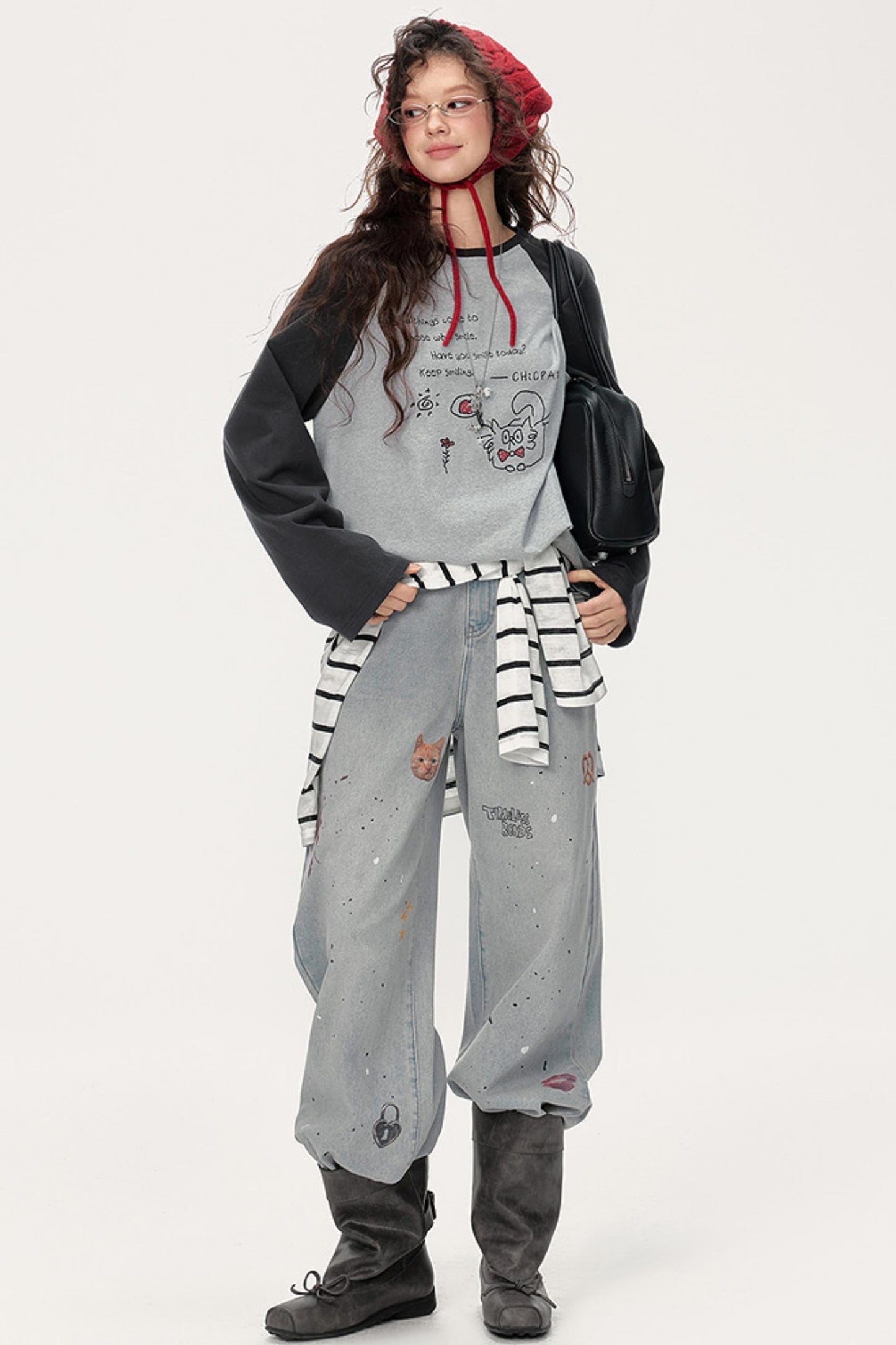 Color-Block Graffiti Top