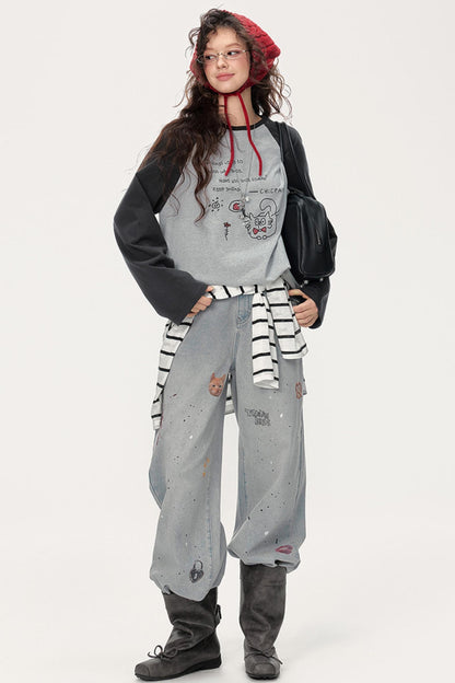 Color-Block Graffiti Top