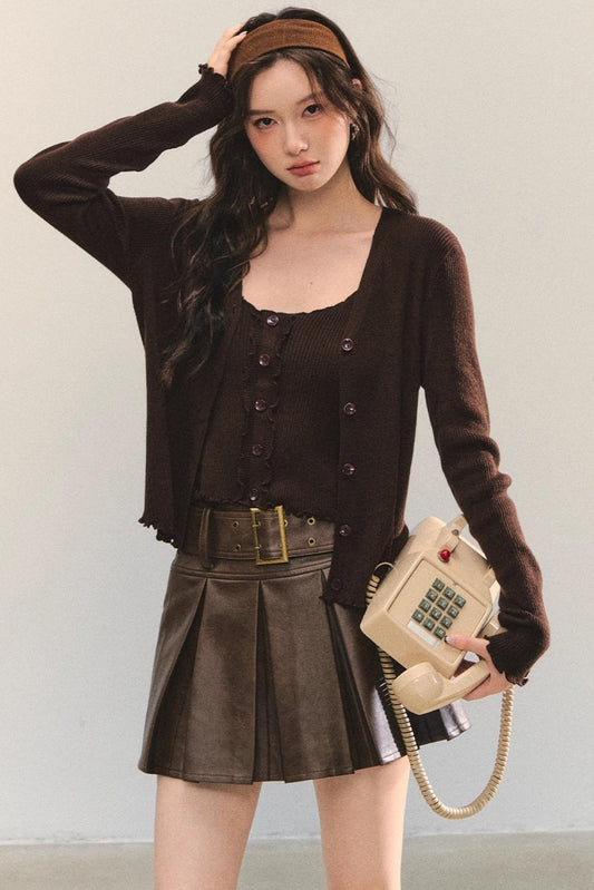 Fungus Edge Knit Two-Piece Top Set