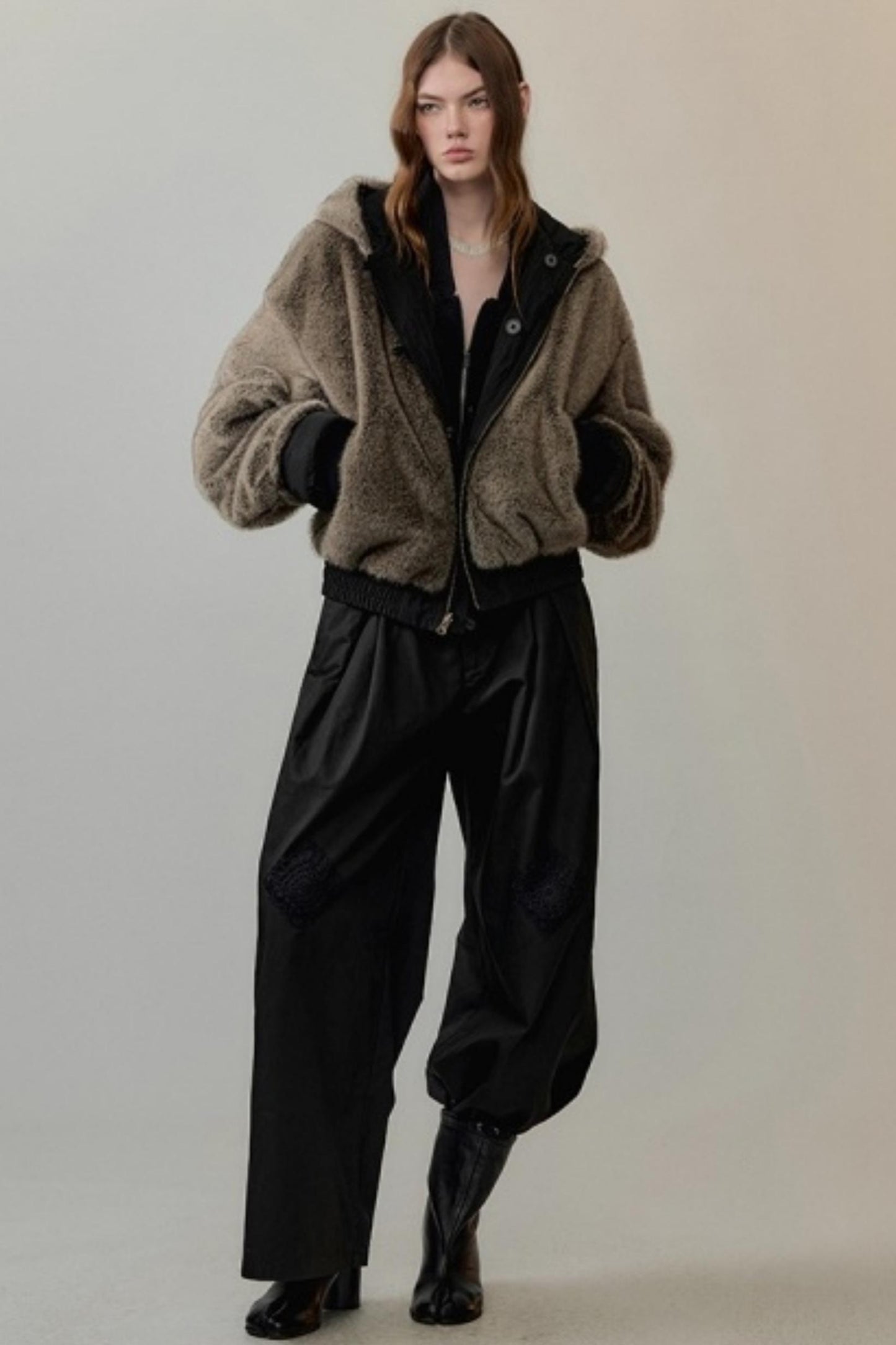 Two-Tone Velvet Suede Sweatshirt