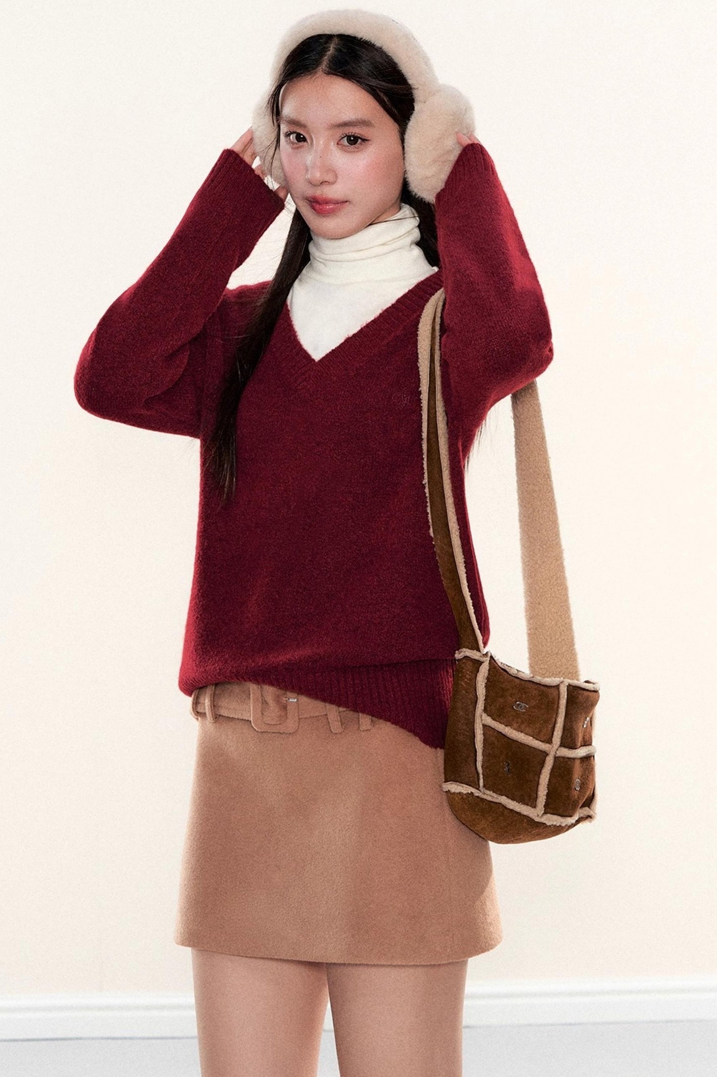 Woolen A-Line Culottes Skirt