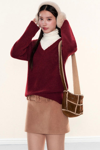 Woolen A-Line Culottes Skirt