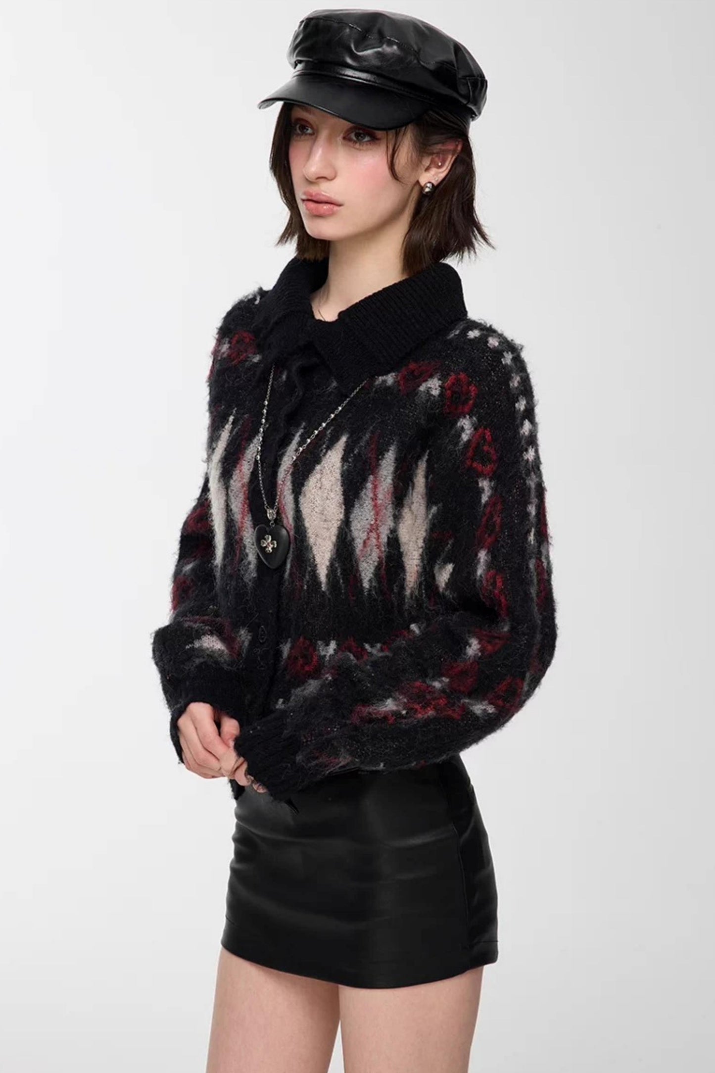 Mohair Argyle Knit Sweater