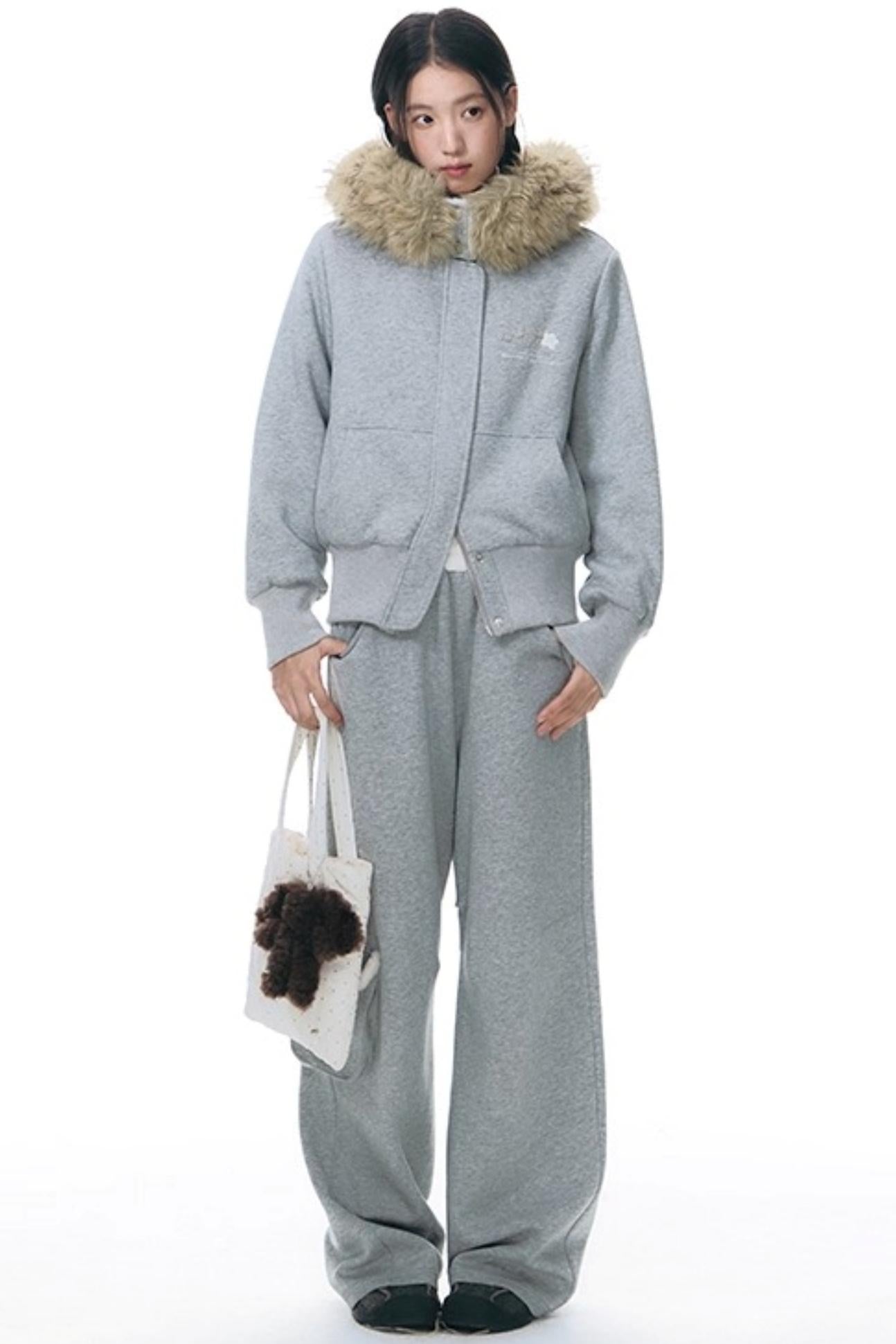 Plush Waistband Wide-Leg Pants