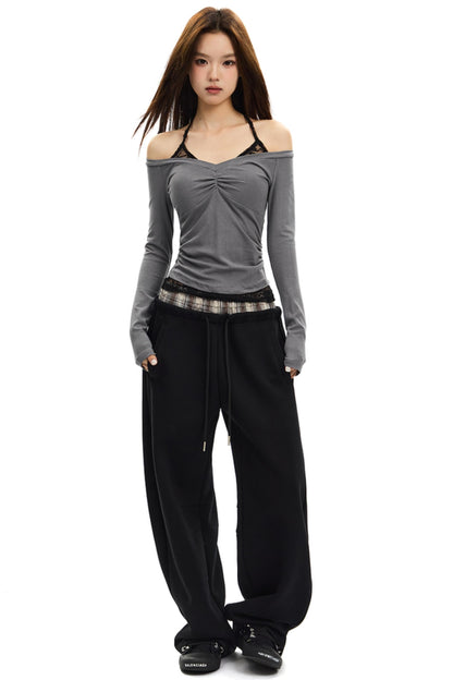 Contrasting Loose Draped Pants