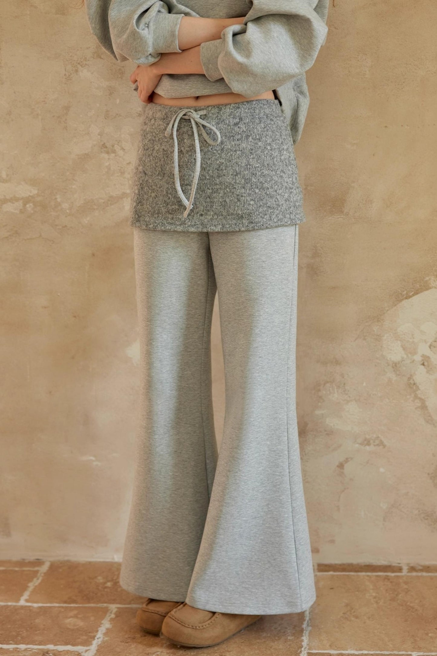 Gray Off-Shoulder Two-Piece Set-Up