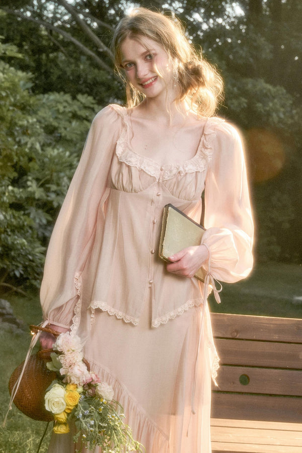 Elegant Vintage Tencel Air Fabric Two-Piece Set-Up