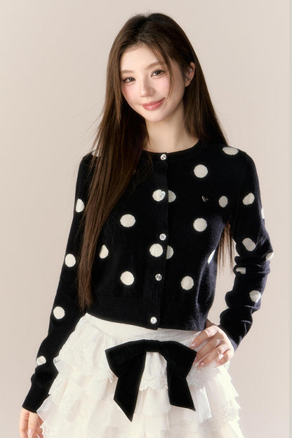 Velvet Polka Dot Cardigan