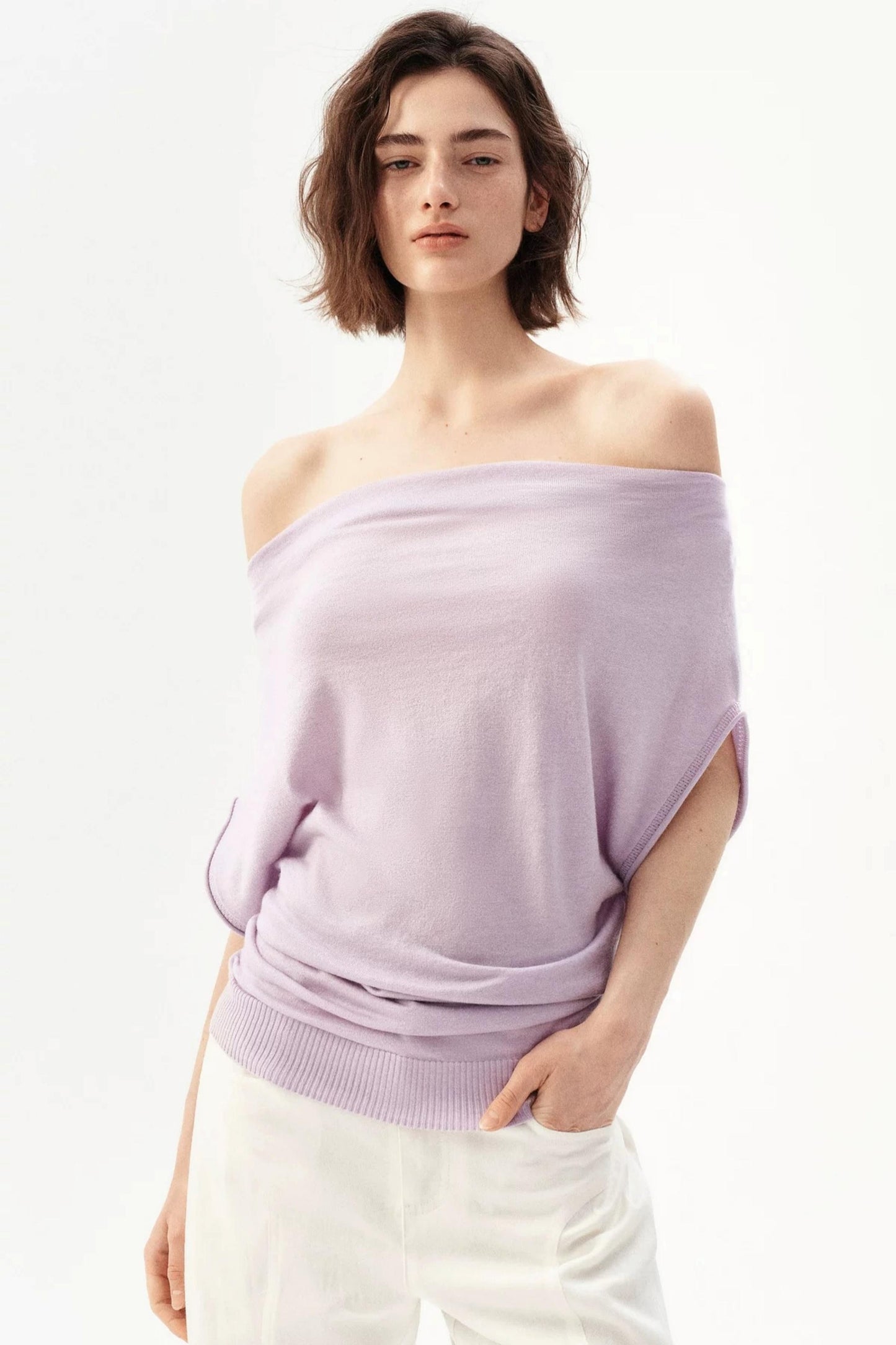 Tencel Wool Off-Shoulder Top