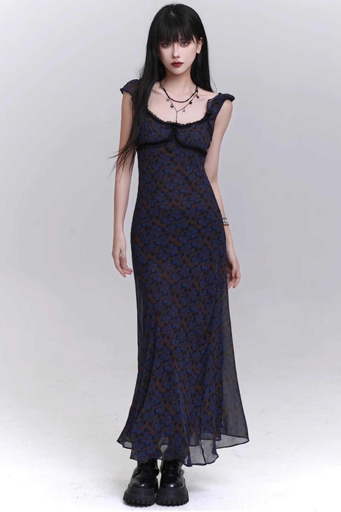 Butterfly Floral Halter Dress