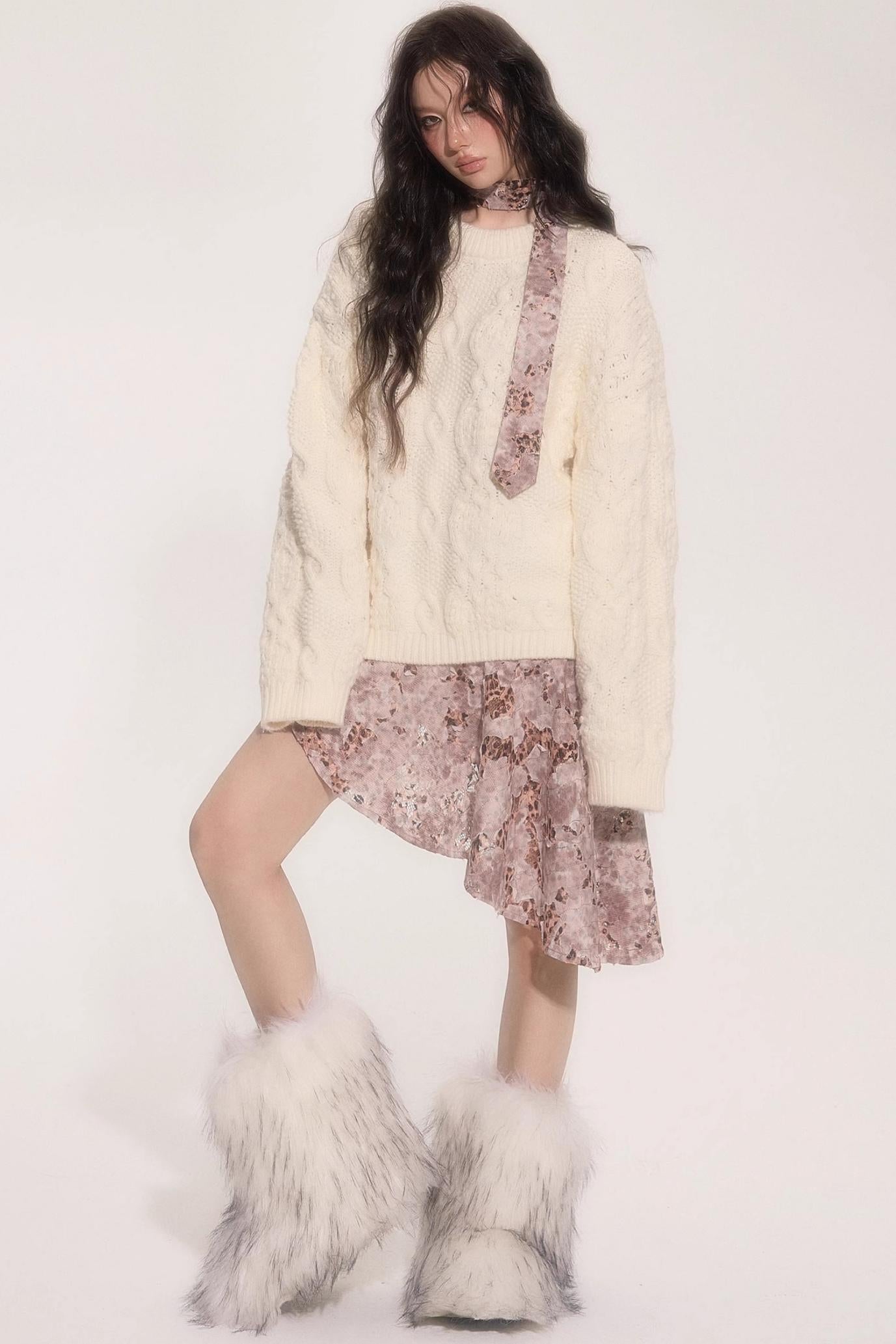 Leopard Patchwork Skirt With Tie Set-Up