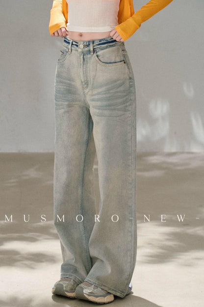 Vintage Washed Wide-Leg Jeans