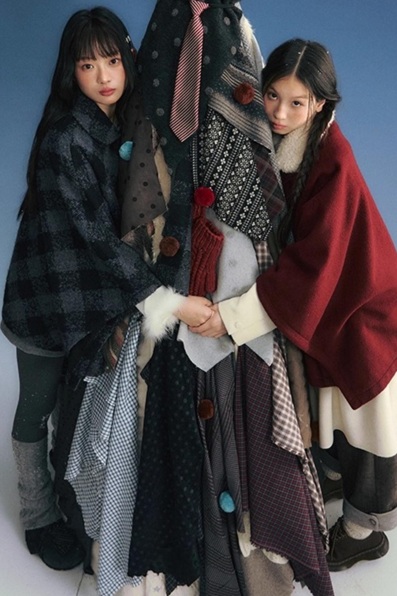 Plaid Cape Winter Coat