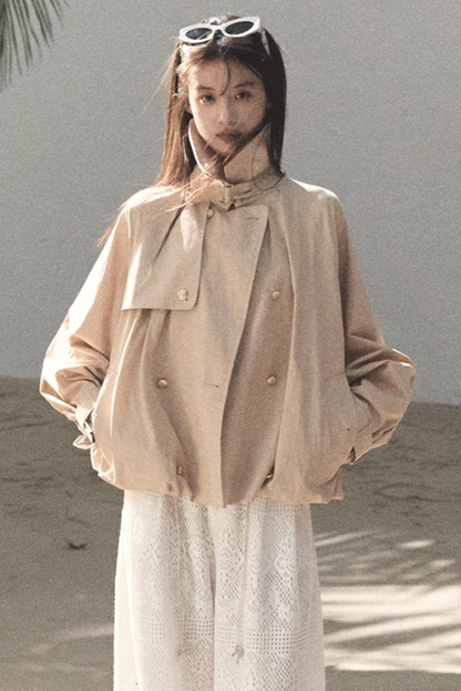 Lyocell Double-Breasted Trench Jacket