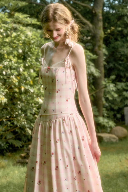 White Berry Lace Plaid Dress