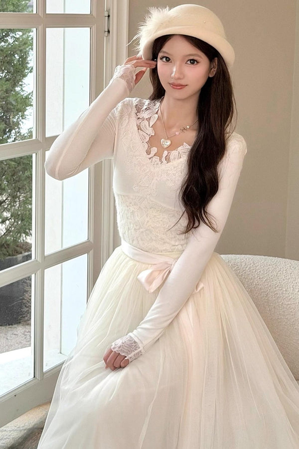 French Noble Lace Dress Set