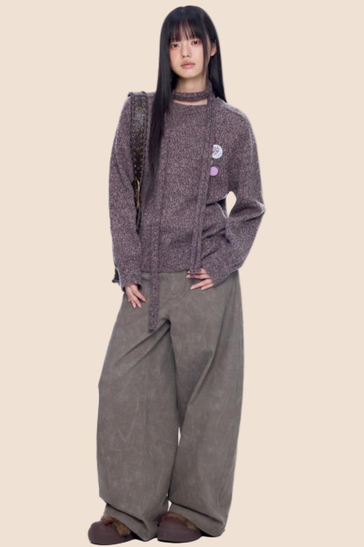 Retro Scimitar Wide-Leg Pants