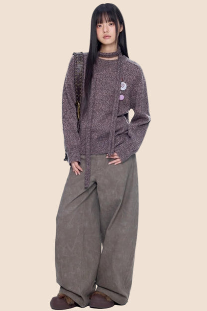 Retro Scimitar Wide-Leg Pants