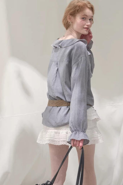 Ruffled V-Neck Shirt