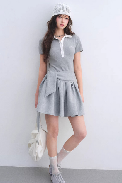 Contrasting Polo Puffy Dress