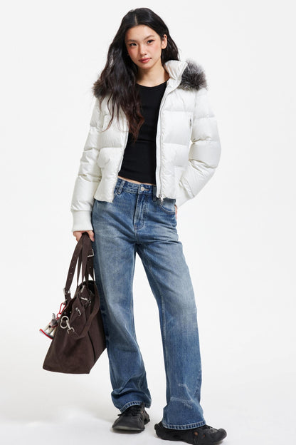 Washed Blue Ripped Denim Pants