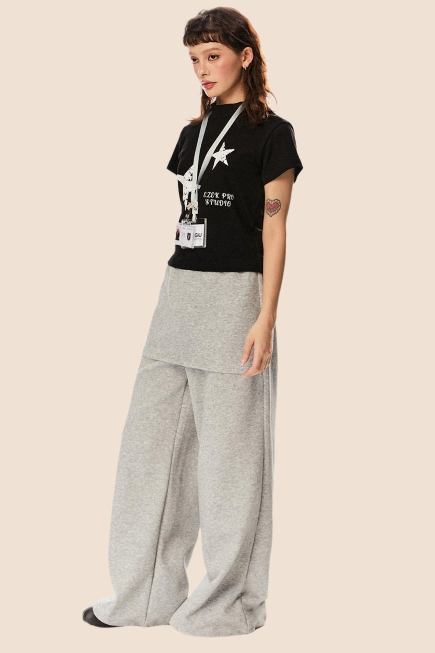 Fake Two-Piece Loose Sweatpants